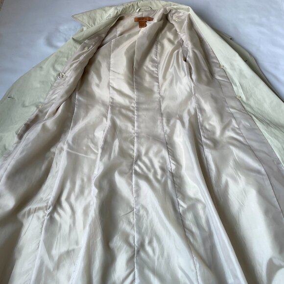 Arden B. Women Beige Belted Buttoned Trench Coat Jacket, Size Medium (Flaw) - Picture 6 of 15